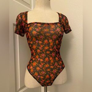 Floral mesh bodysuit